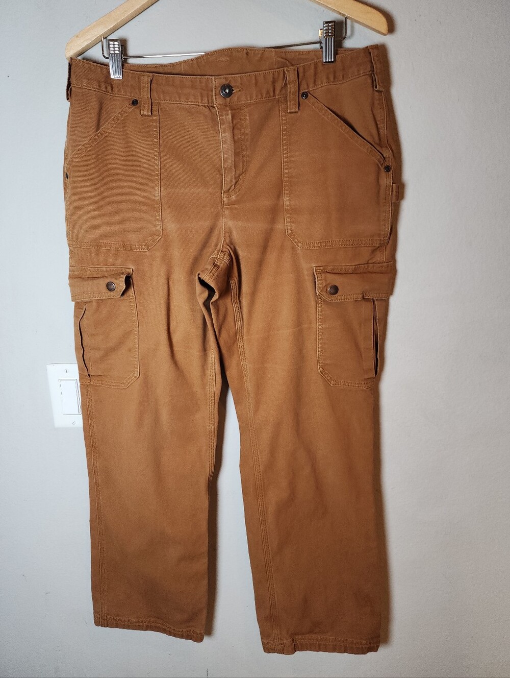 Duluth Brown Cargo Carpenter Jeans 8-Pockets Women's Size 14 (28.5" Inseam)
